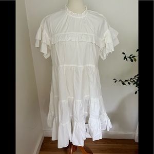 NWT Ulla Johnson white ruffle dress size 10